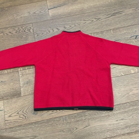 Vintage Karen Scott Red Boiled Wool Zip Cardigan Jacket with Black Accents Large - Picture 4 of 4
